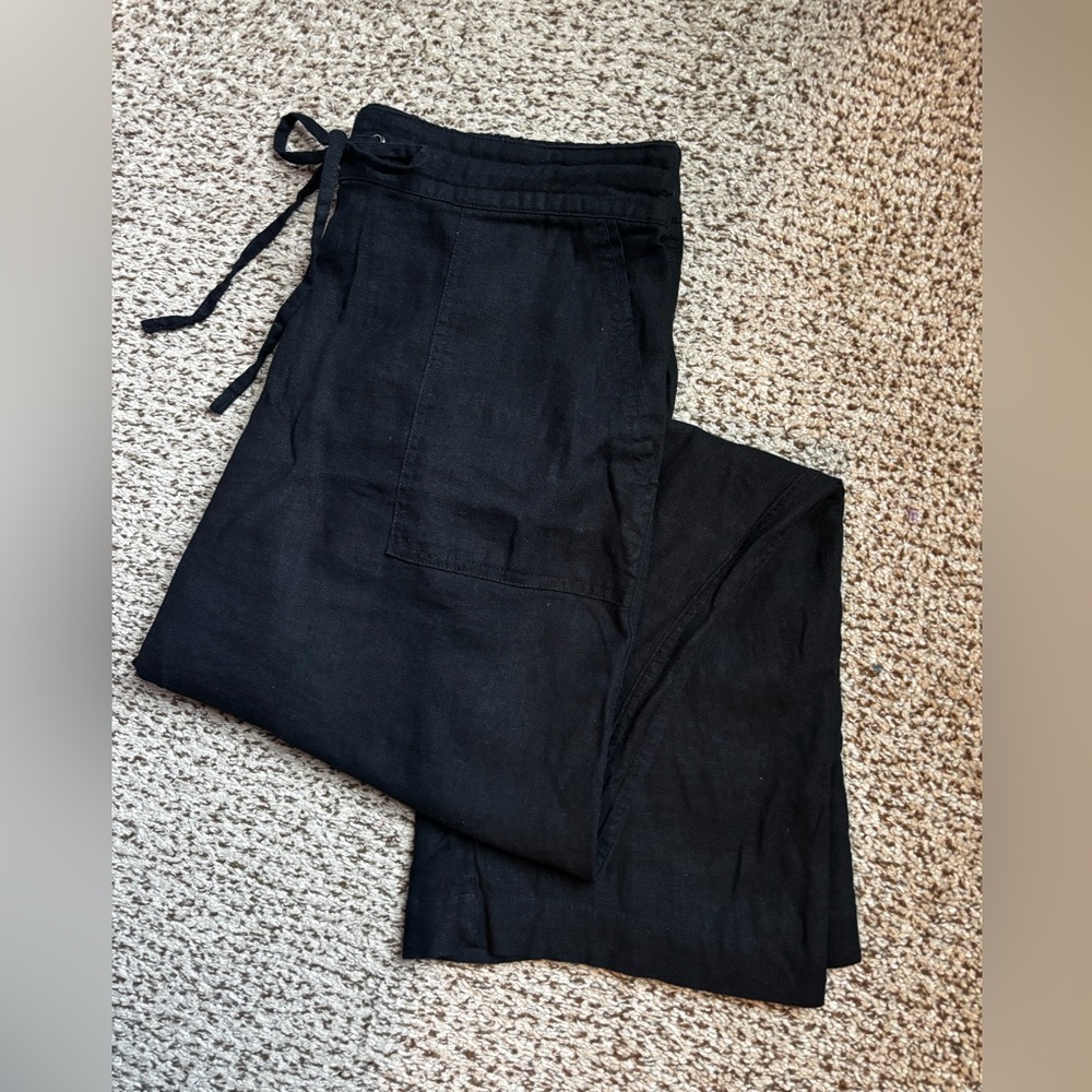 Nicole Miller Black Linen blend Pants size XL